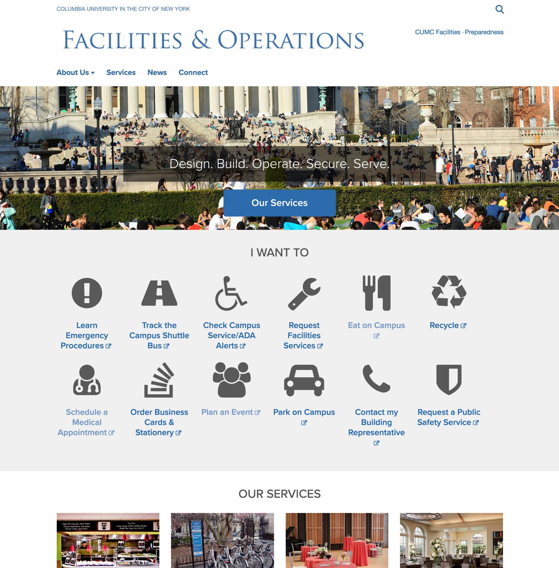 Facilities & Operations Site Screenshot