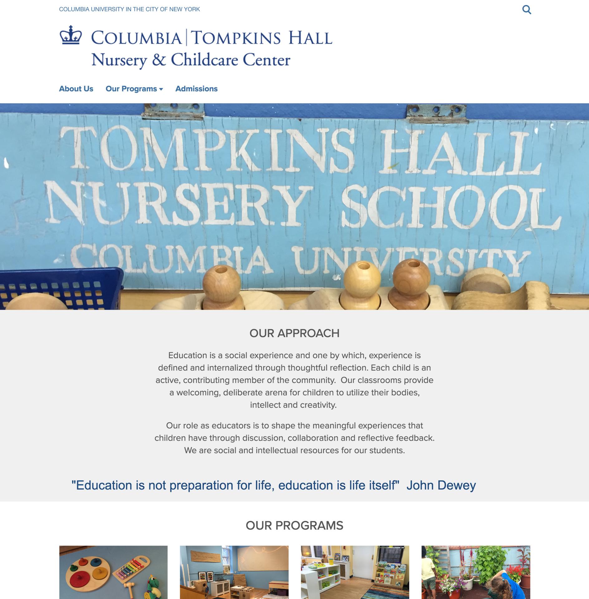 Tompkins Hall Nursery & Childcare Center Site Screenshot