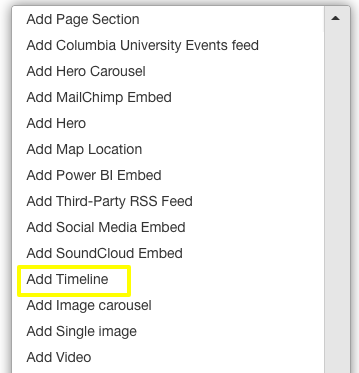 add timeline from the content menu
