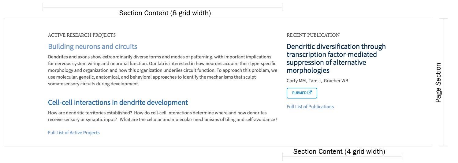 Webpage using 8 and 4 grid widths side by side