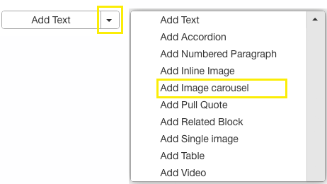 interface for adding image carousel