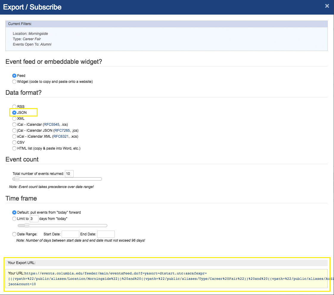 Importing events from the public University calendar Columbia Sites Importing events from the public University calendar Columbia Sites