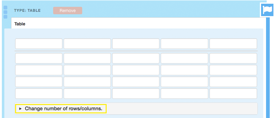 interface for viewing row and column count