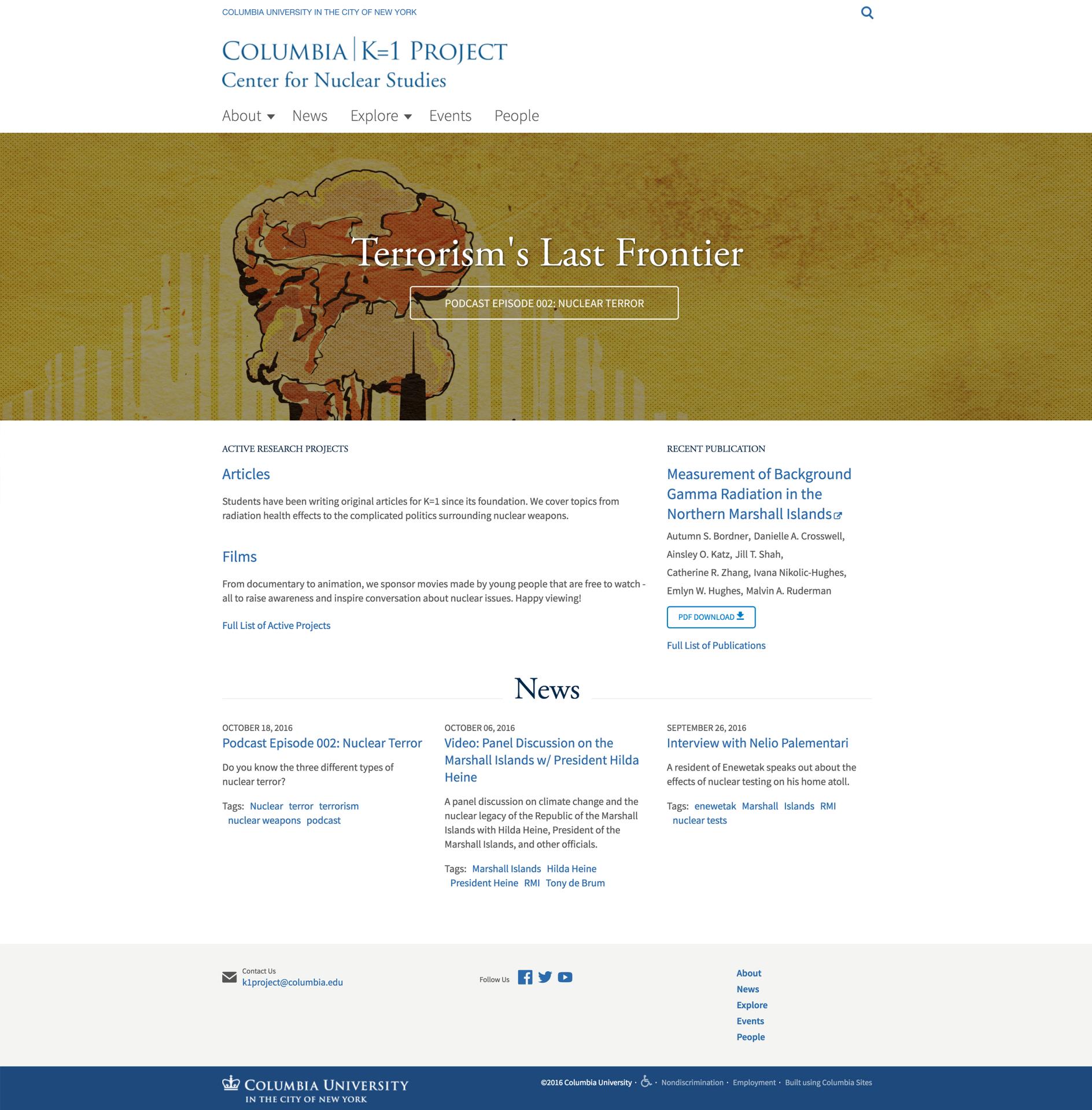 K=1 Project K=1 Project Site Screenshot