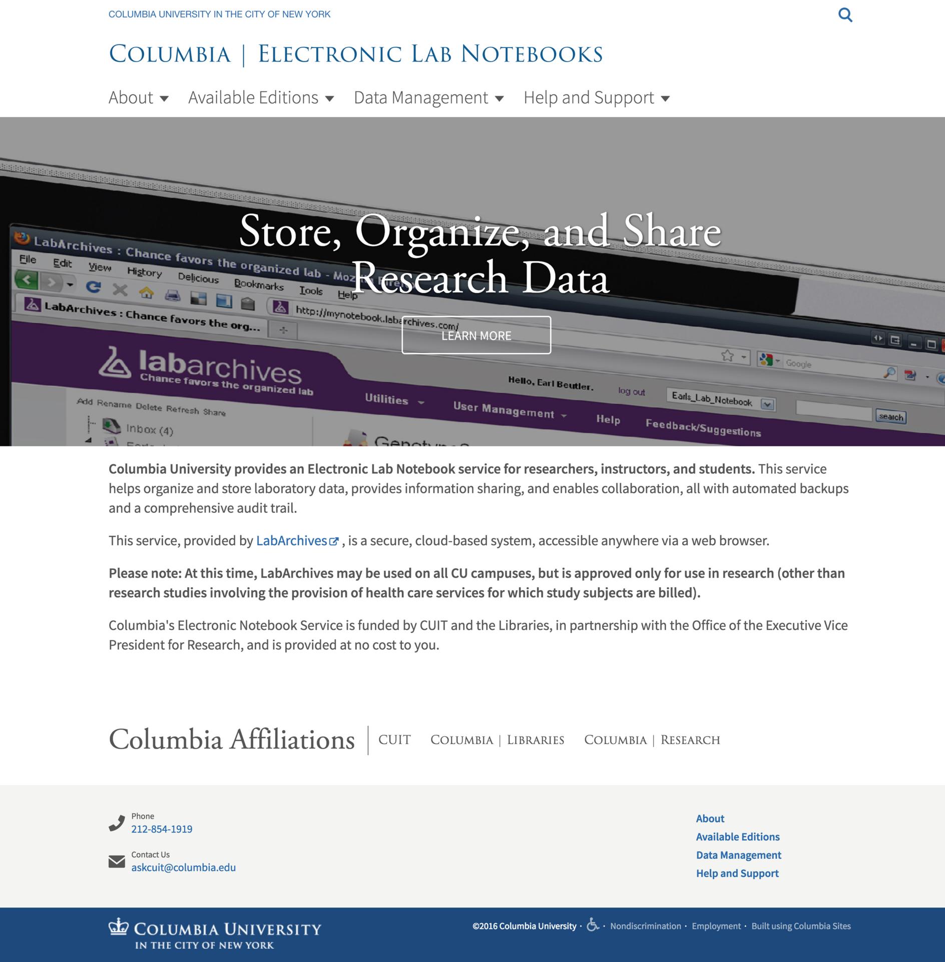 Electronic Lab Notebooks Screengrab for Electronic Lab Notebooks Site