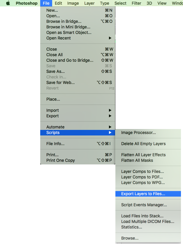 File > Scripts > Export Layers to Files
