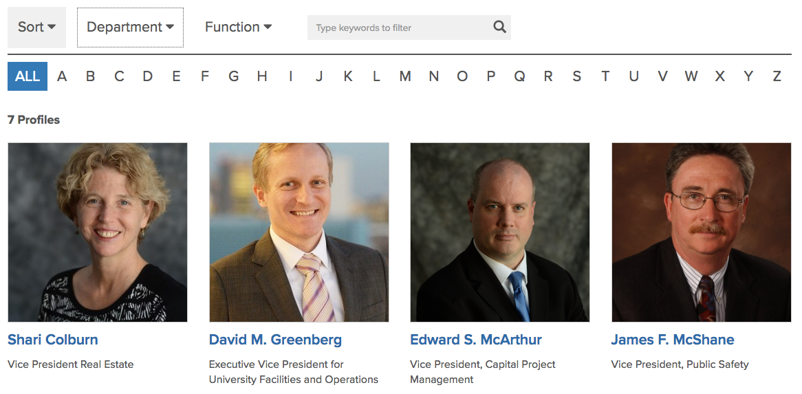 screenshot for administrative profiles