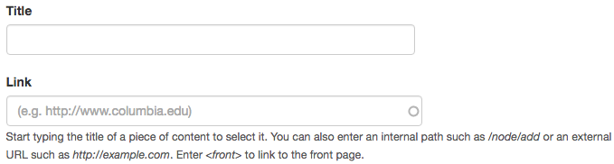 interface for entering title and link