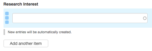interface for adding research interests