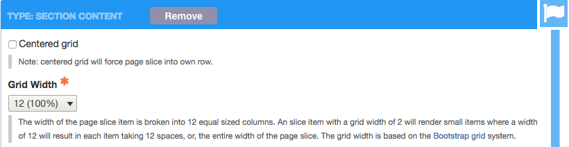 Interface for setting grid witdth