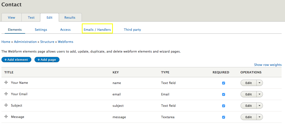 Email / Handlers link