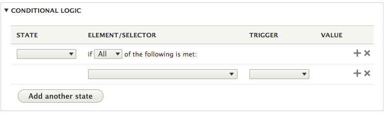 settings for conditional logic