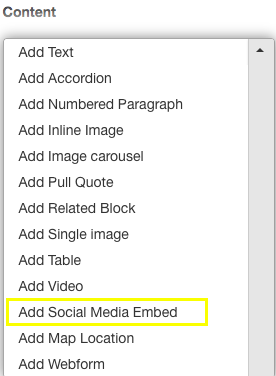 Add Social Media Embed link