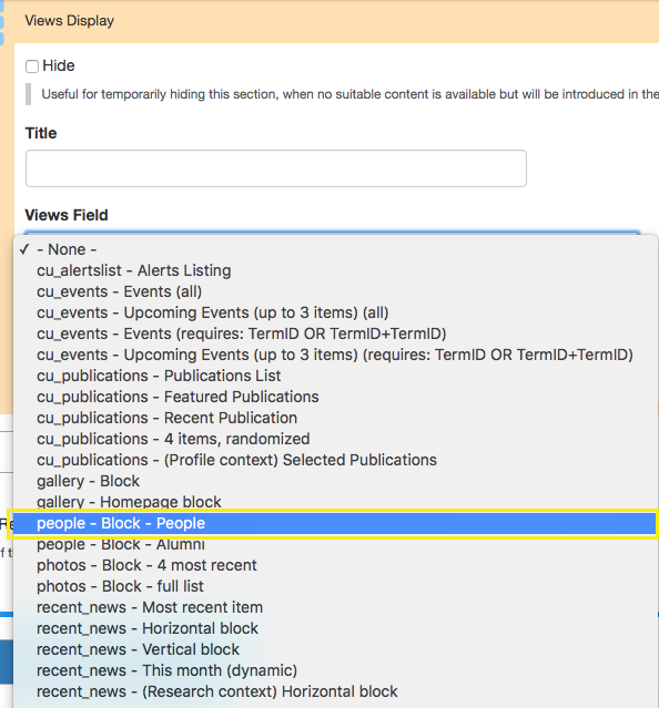 views field dropdown choices