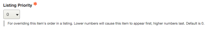listing priority dropdown