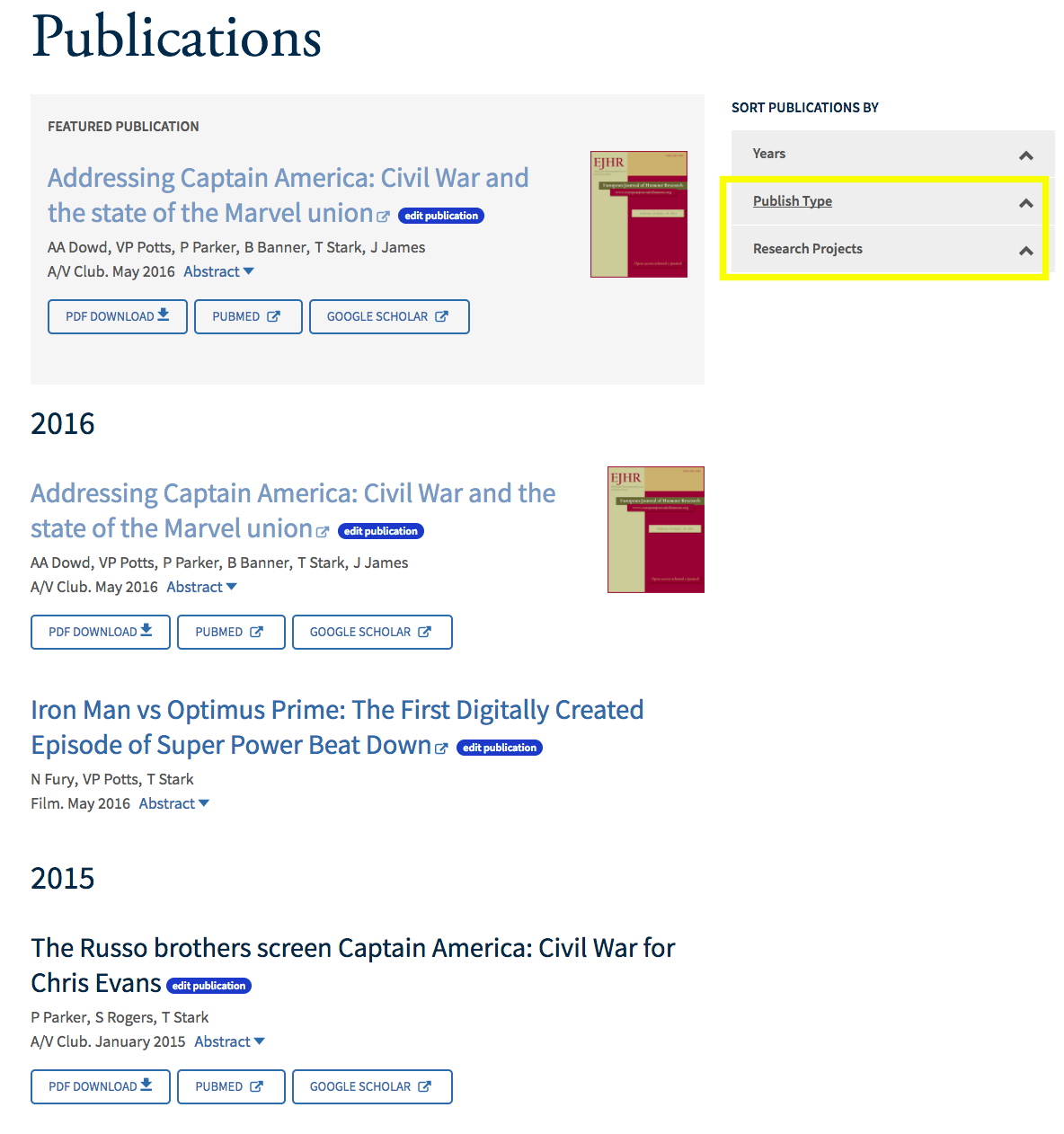 publications using taxonomy