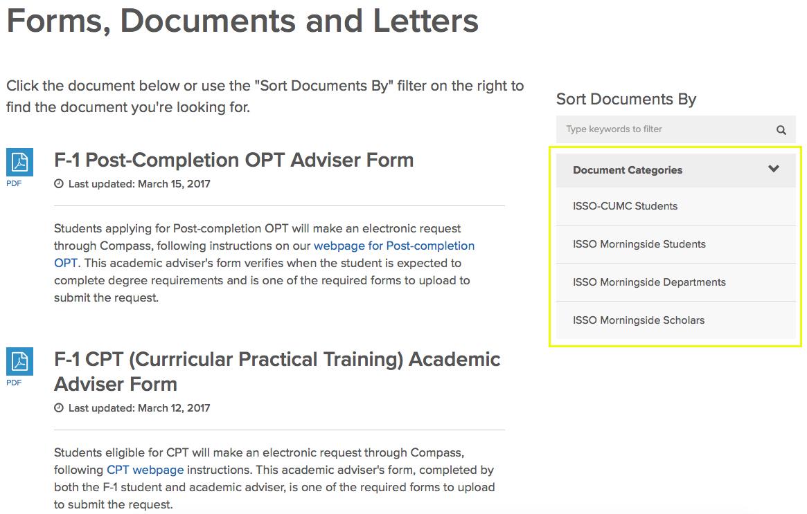 document filters