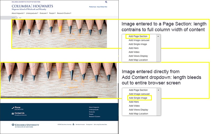 Example of different sized images