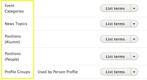 Category listing in taxonomy
