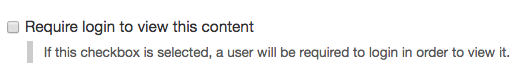 Require login to view this content checkbox