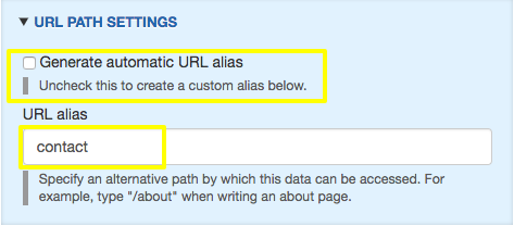 interface for setting custom alias