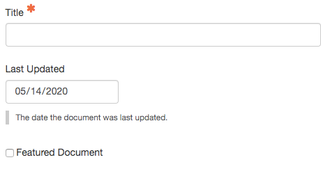 interface to enter document title, date and featured