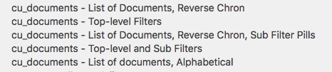 options for documents on views display