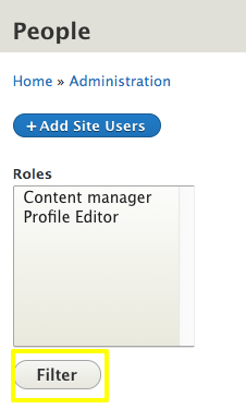 Interface for filter button