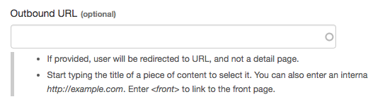 outbound URL field