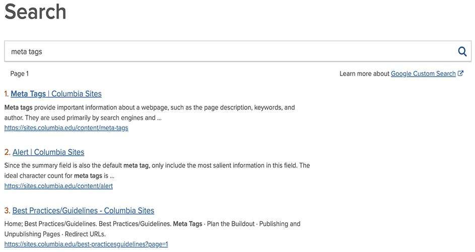 Dedicated Search Page 