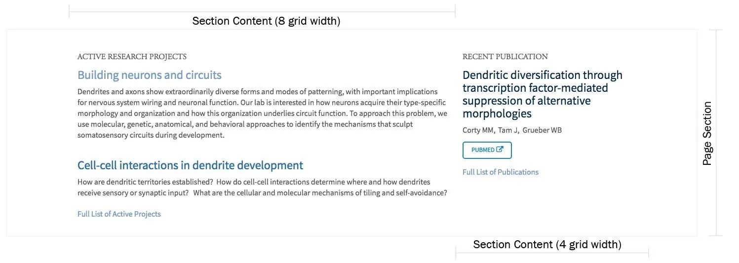 Two Section Content blocks rendered
