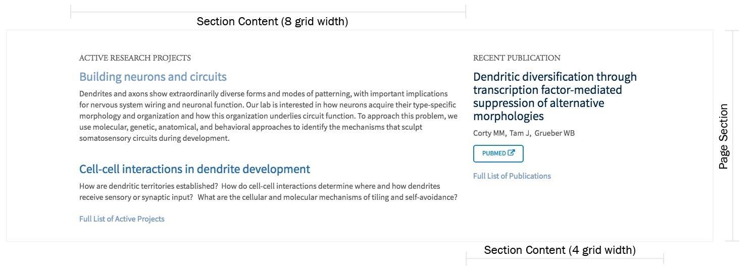 Two Section Content blocks rendered