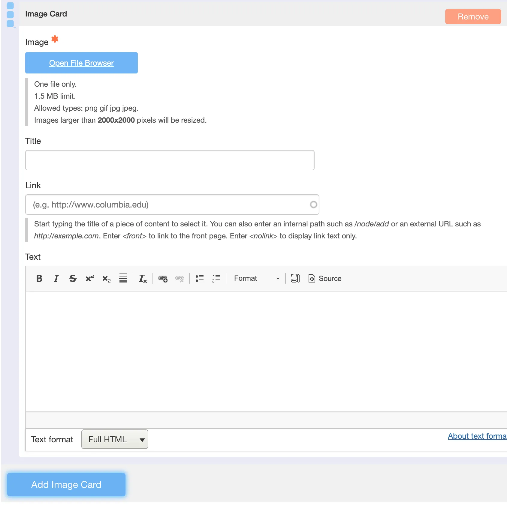 Configure Individual Card