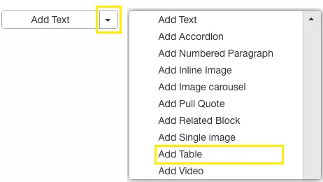 Black text demonstrating options to add featured content