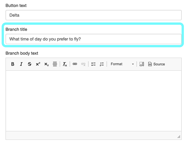 text highlighting the branch title field