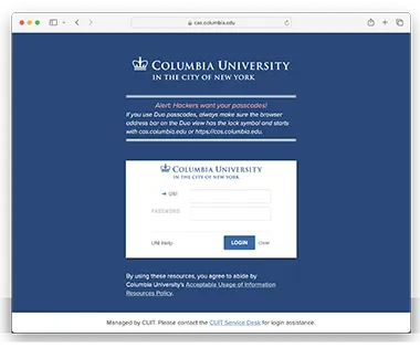 Columbia University CAS Login
