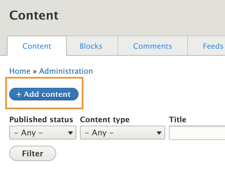 + Add Content button