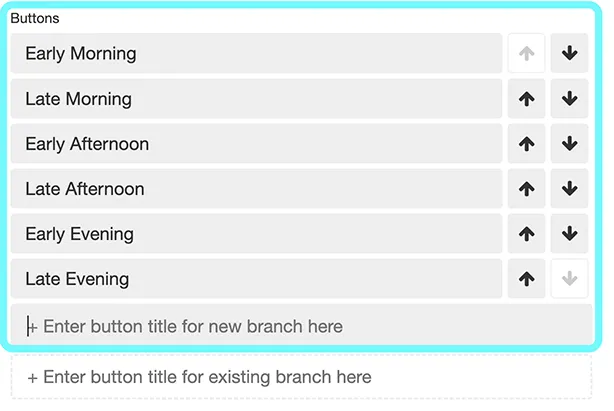Text highlighting button options within a decision tree