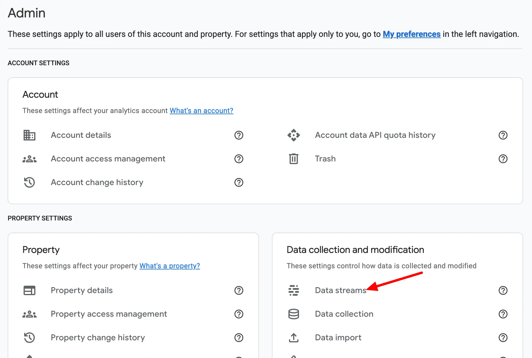 Select Data Streams.
