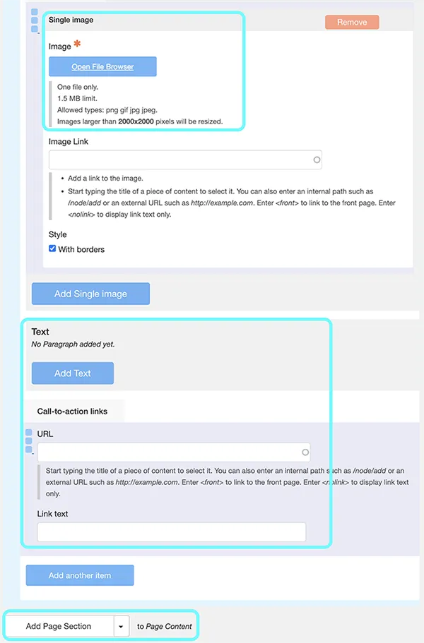 text displaying the image and call to action buttons