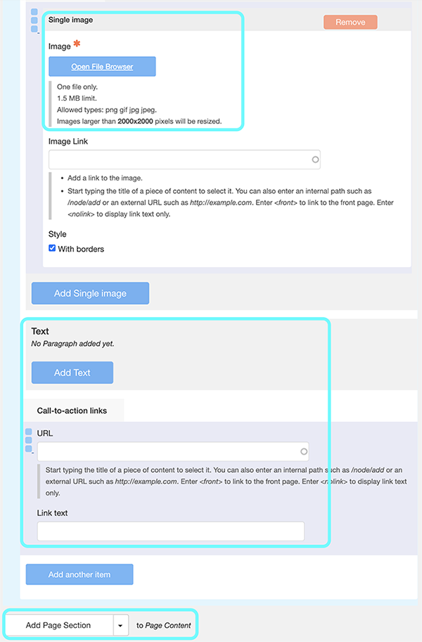 text displaying the image and call to action buttons