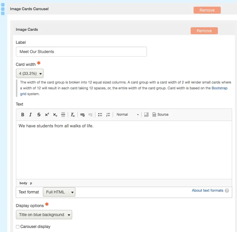 Configure Carousel Settings