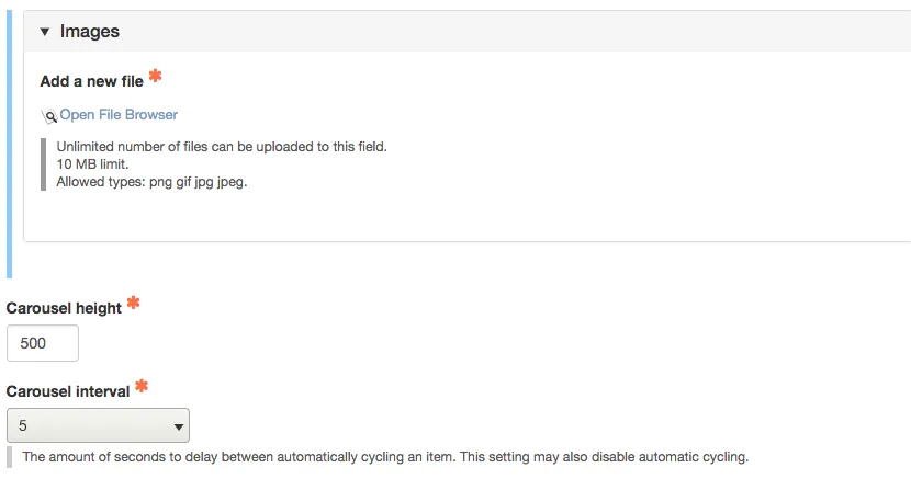 settings for carousel