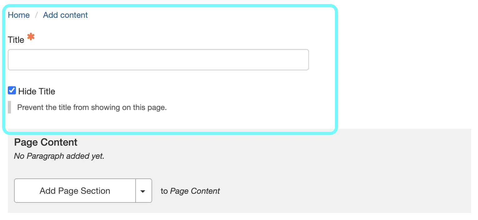 Text detailing title field and hide title checkbox