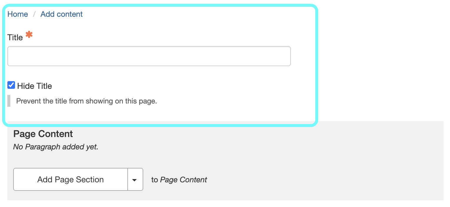 Text detailing title field and hide title checkbox