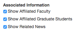 affiliated faculty, graduate students, and news articles