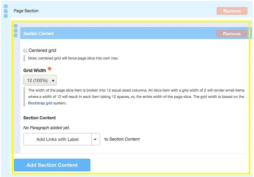 section content