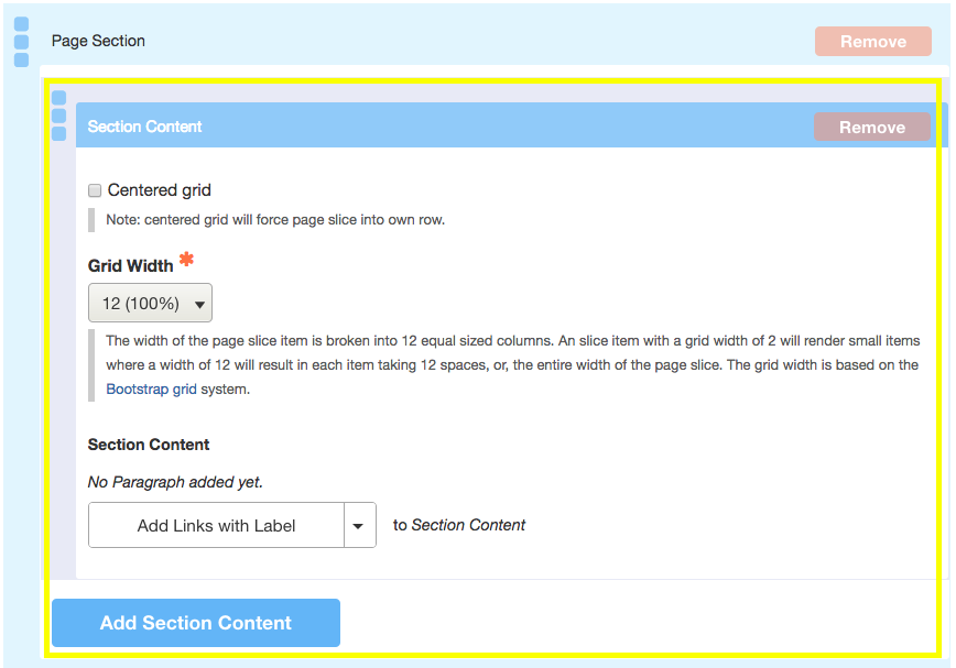 section content