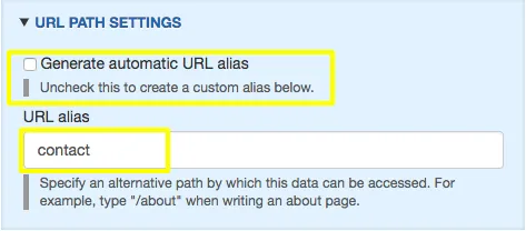 Uncheck Generate automatic URL alias
