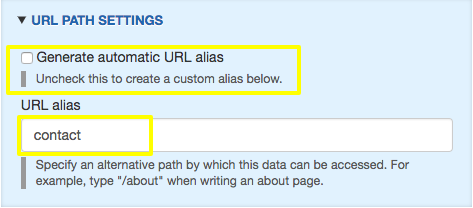 Uncheck Generate automatic URL alias